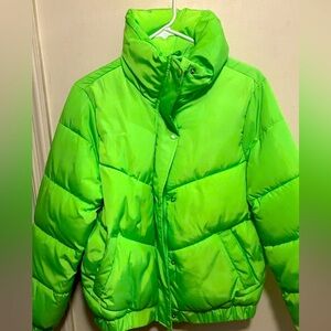 Fun lime green puffer jacket